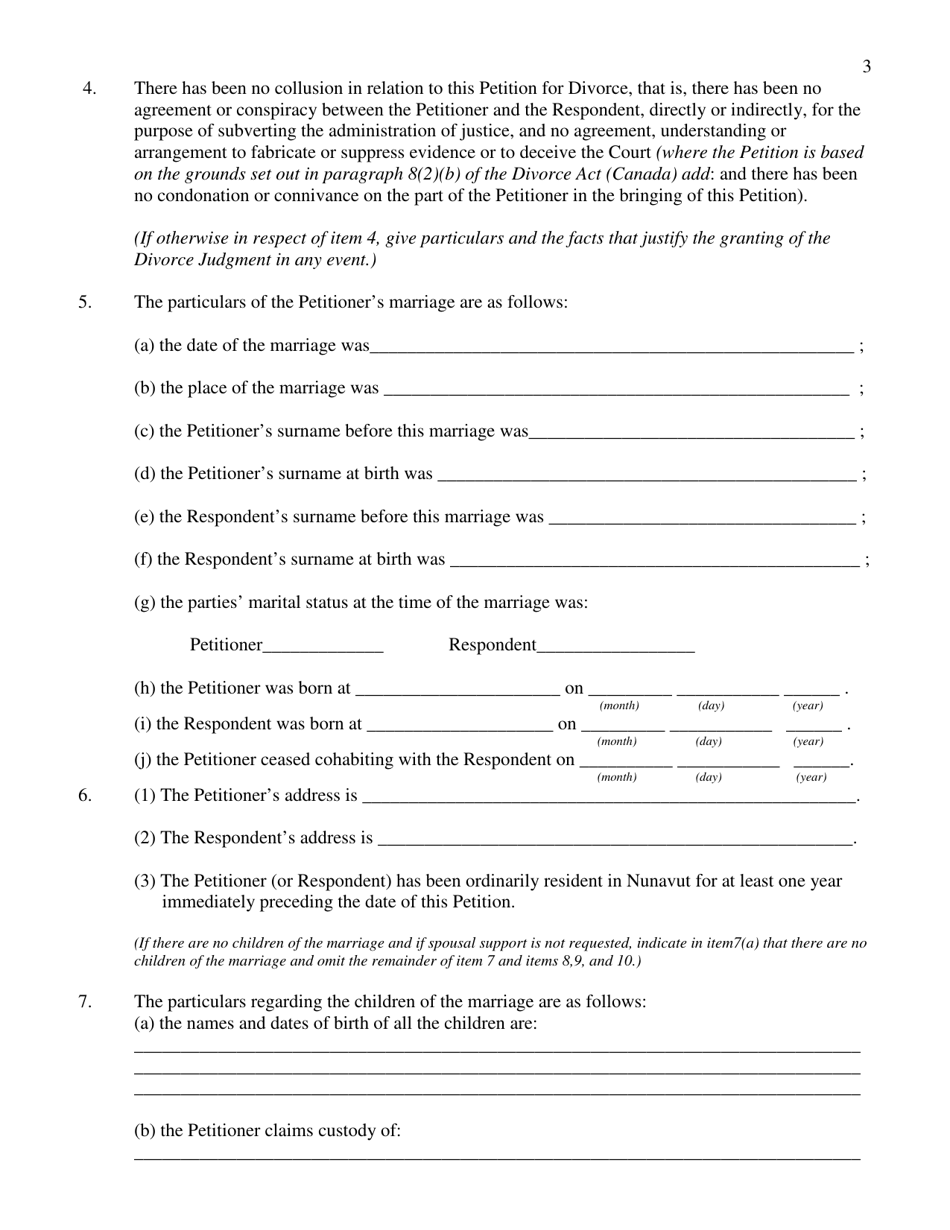 Form 2 Notice to Respondent - Nunavut, Canada, Page 3