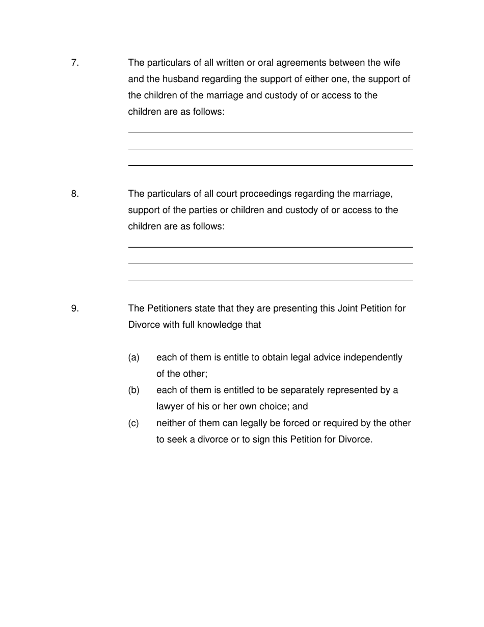 Joint Petition for Divorce - Nunavut, Canada, Page 5