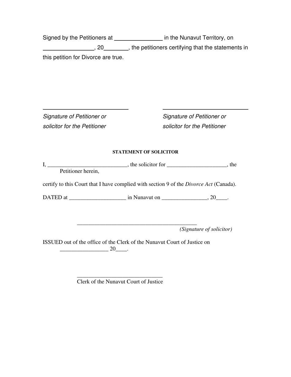 Joint Petition for Divorce - Nunavut, Canada, Page 6