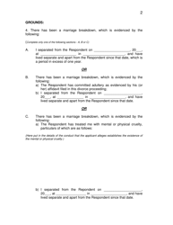 Form 12 Affidavit of the Petitioner - Nunavut, Canada, Page 2