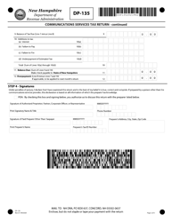 Form DP-135 Communications Services Tax Return - New Hampshire, Page 2