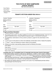 Form NHJB-3191-DP Tenant's Petition Under Rsa 540-a:4 - New Hampshire