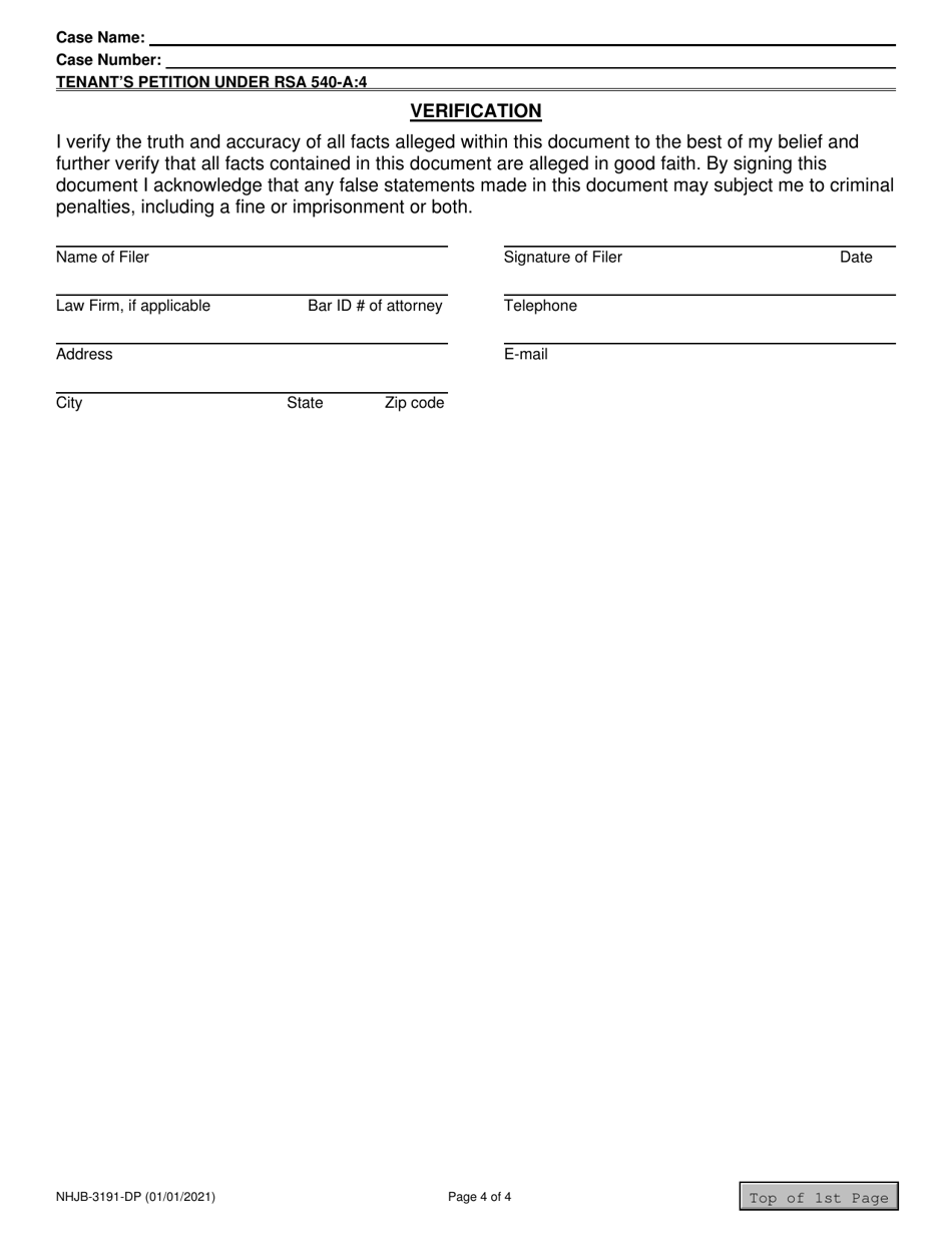 Form NHJB-3191-DP Tenants Petition Under Rsa 540-a:4 - New Hampshire, Page 4