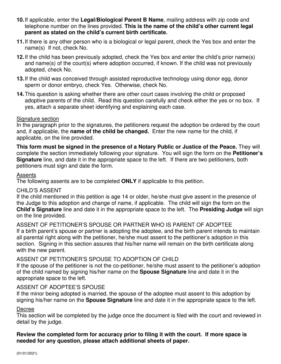 Instructions for Form NHJB-3198-FP Petition for Adoption of Related Minor Child - New Hampshire, Page 2