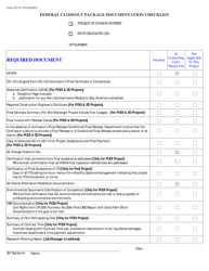 Form DC-21 &quot;Federal Closeout Package Documentation Checklist&quot; - New Jersey