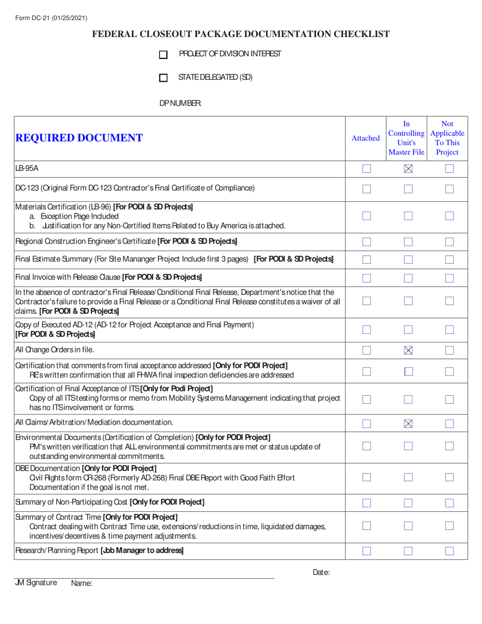 Form DC-21 - Fill Out, Sign Online and Download Fillable PDF, New ...