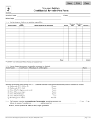 Form 11144 Confidential Juvenile Plea Form - New Jersey