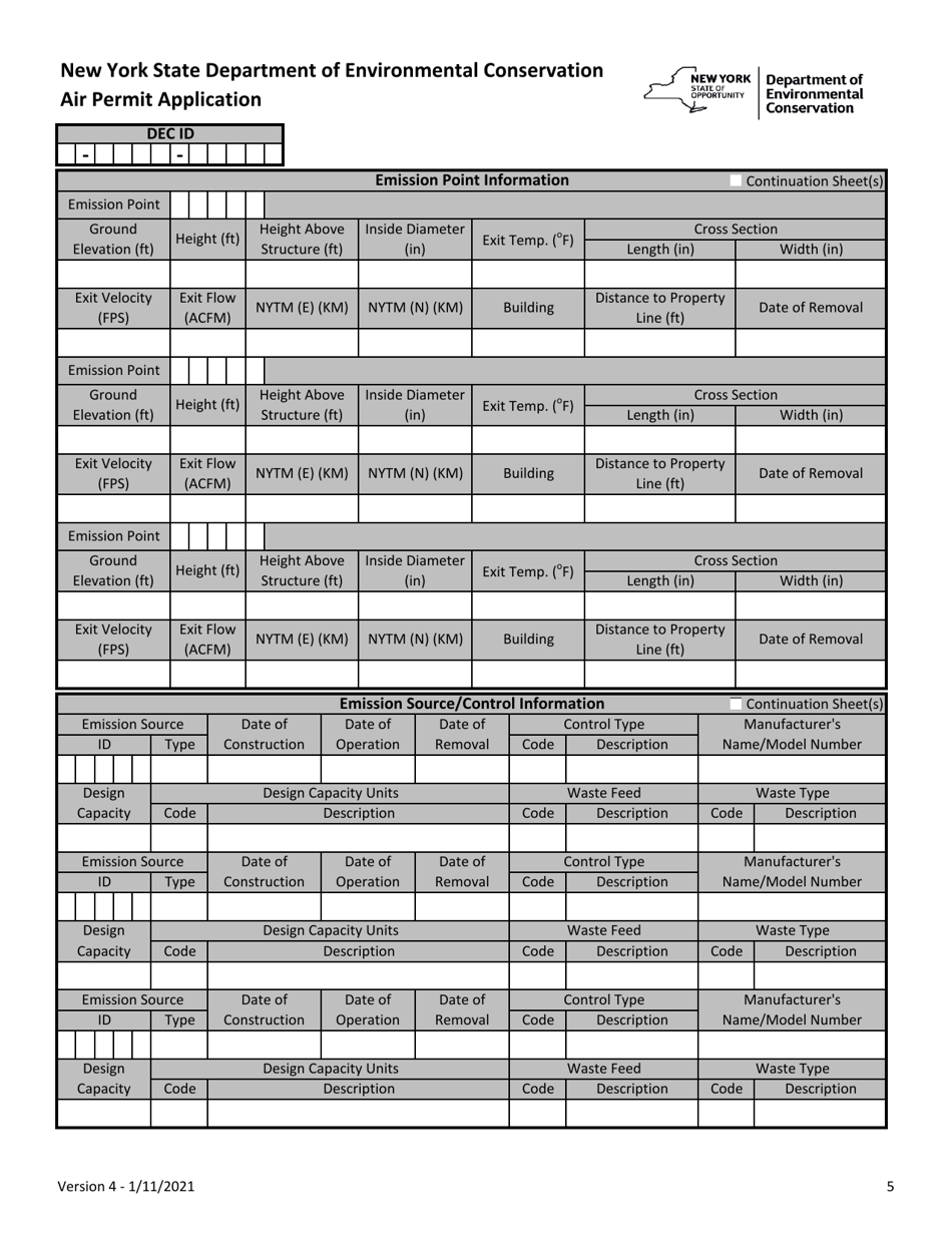 Air Permit Application - New York, Page 5