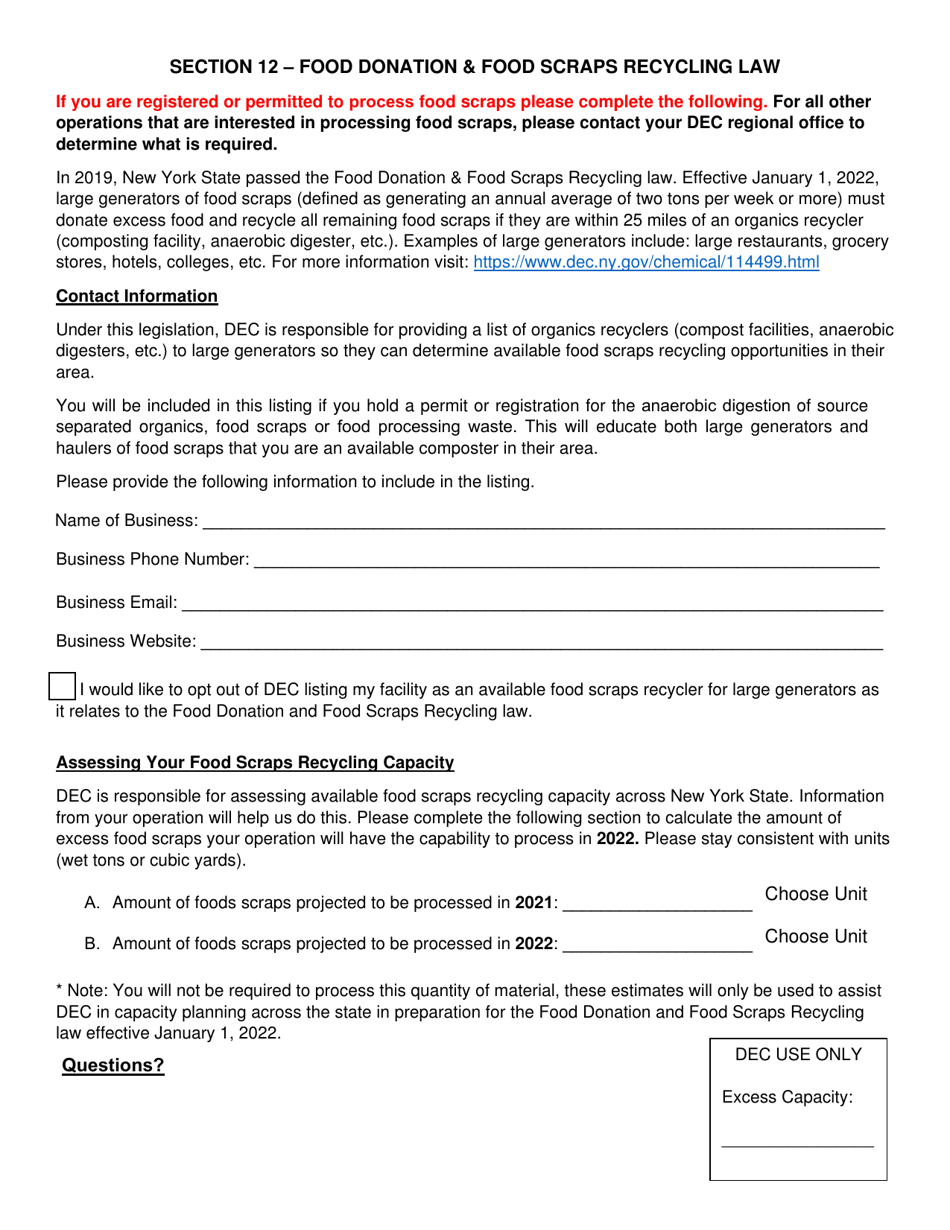 Anaerobic Digester Permitted Facility Annual Report - New York, Page 12