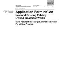 Document preview: DEC Form NY-2A (NY-2A SPDES) Application for Spdes Permit to Discharge Wastewater New and Existing Publicly Owned Treatment Work - New York