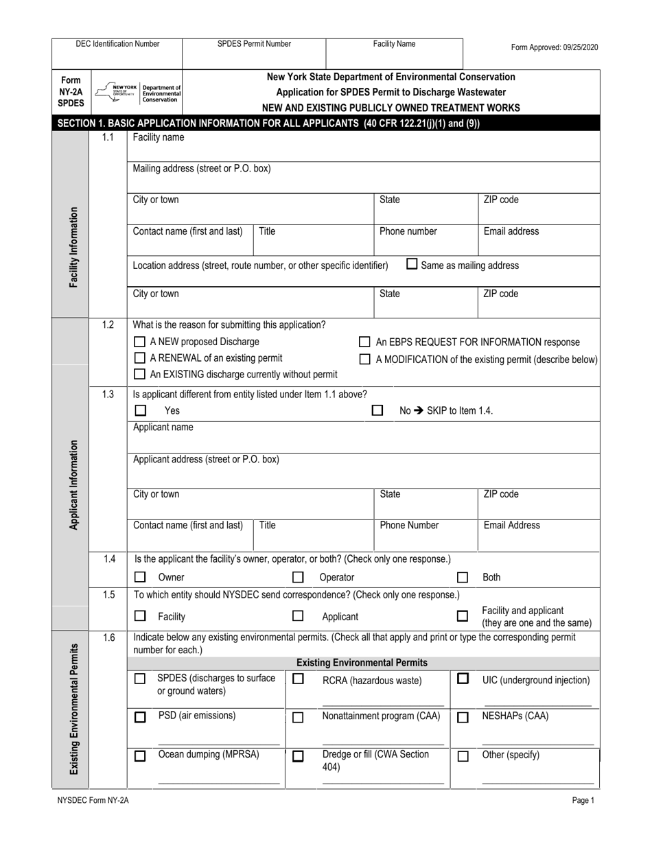 DEC Form NY-2A (NY-2A SPDES) Application for Spdes Permit to Discharge Wastewater New and Existing Publicly Owned Treatment Work - New York, Page 13