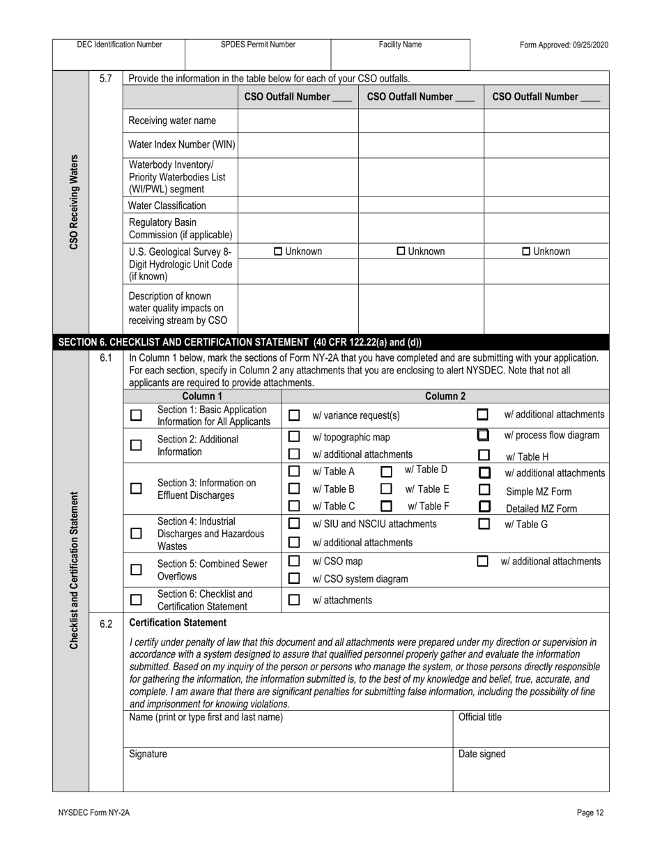 DEC Form NY-2A (NY-2A SPDES) Application for Spdes Permit to Discharge Wastewater New and Existing Publicly Owned Treatment Work - New York, Page 24