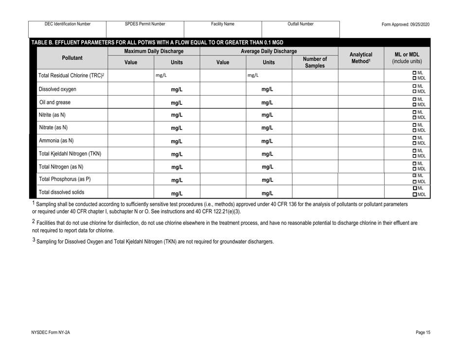 DEC Form NY-2A (NY-2A SPDES) Application for Spdes Permit to Discharge Wastewater New and Existing Publicly Owned Treatment Work - New York, Page 27