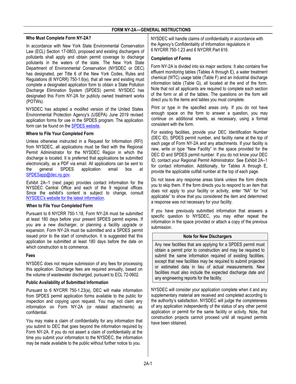 DEC Form NY-2A (NY-2A SPDES) Application for Spdes Permit to Discharge Wastewater New and Existing Publicly Owned Treatment Work - New York, Page 2
