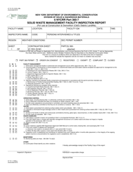 Document preview: Form 47-15-1D Solid Waste Management Facility Inspection Report - New York