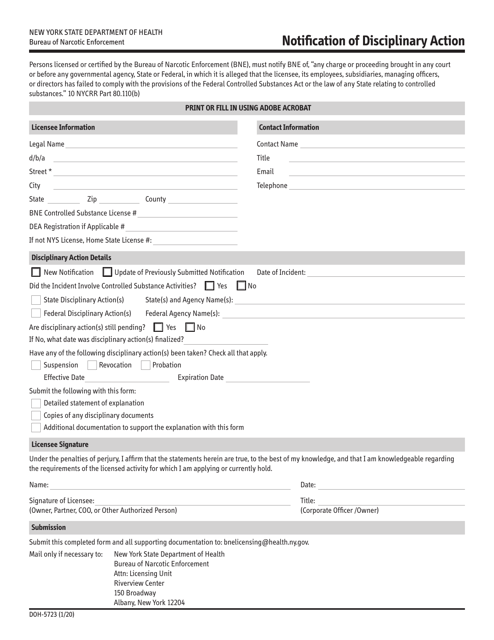 Form DOH-5723  Printable Pdf