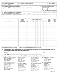 Form PW4 Claim for Wage and/or Supplement Underpayment on a Public Work Project - New York, Page 2