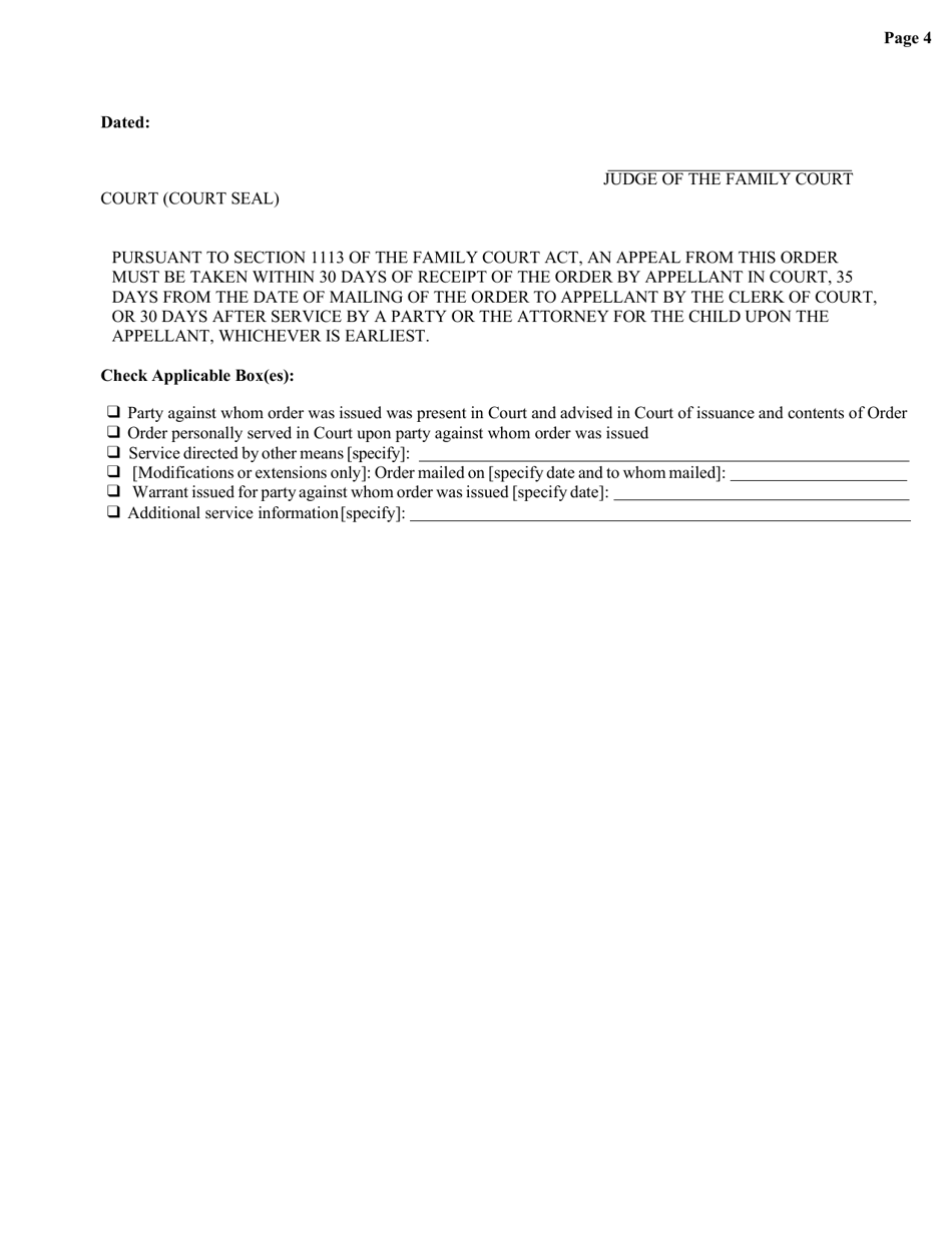 Form GF-5 Temporary Order of Protection - New York, Page 4