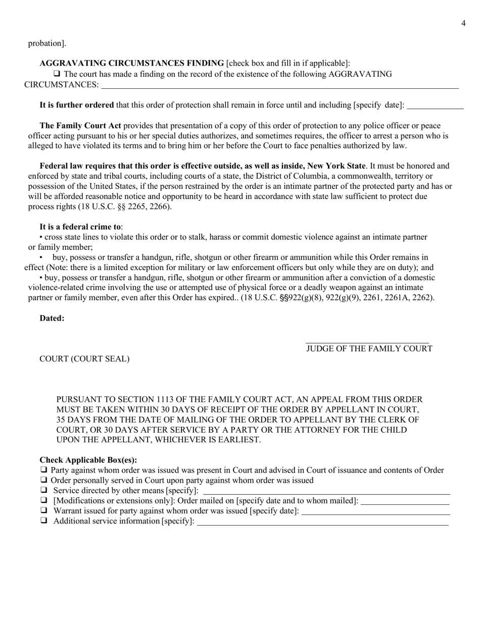 Form GF-5A Order of Protection - New York, Page 4