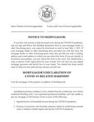 Mortgagor&#039;s Declaration of Covid-19-related Hardship - New York