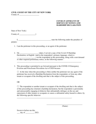 Document preview: Covid-19 Affidavit of Service of Notice and Hardship Declaration - New York City