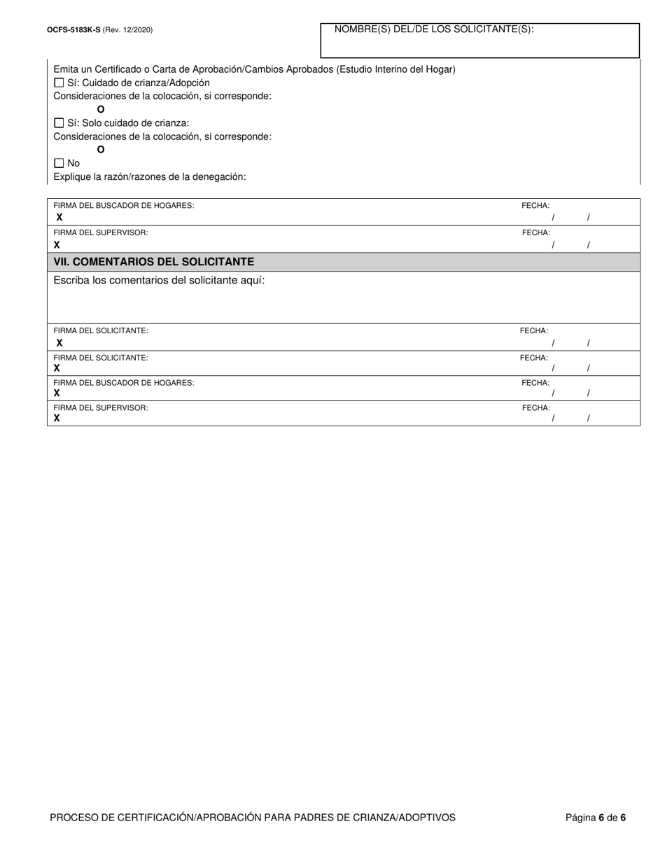 Formulario OCFS-5183K-S Evaluacion Final Y Determinacion - New York (Spanish), Page 6