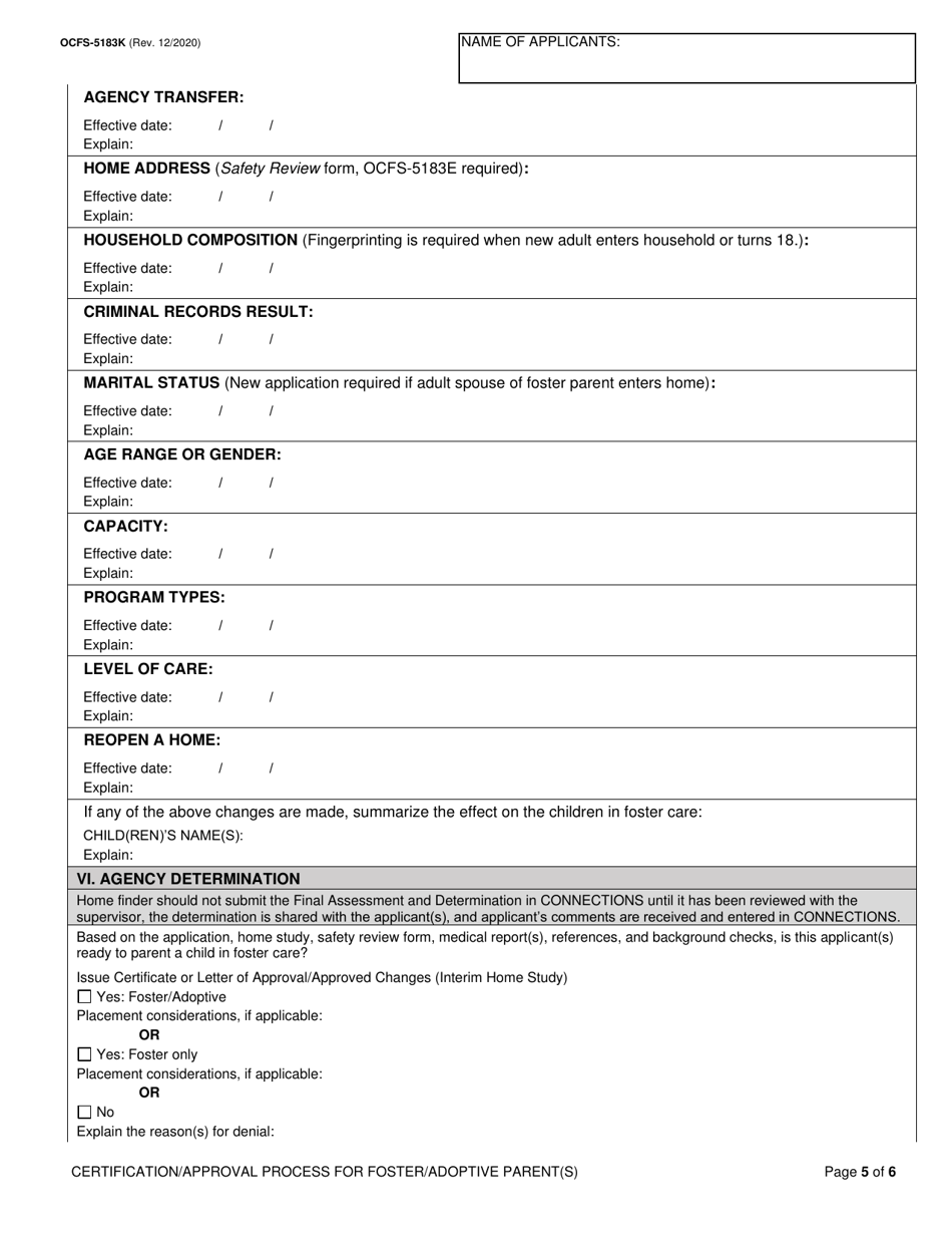 Form OCFS-5183K Final Assessment and Determination - New York, Page 5