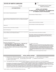 Form AOC-J-160 Appellate Entries in Abuse, Neglect, Dependency, or Termination of Parental Rights Proceeding - North Carolina