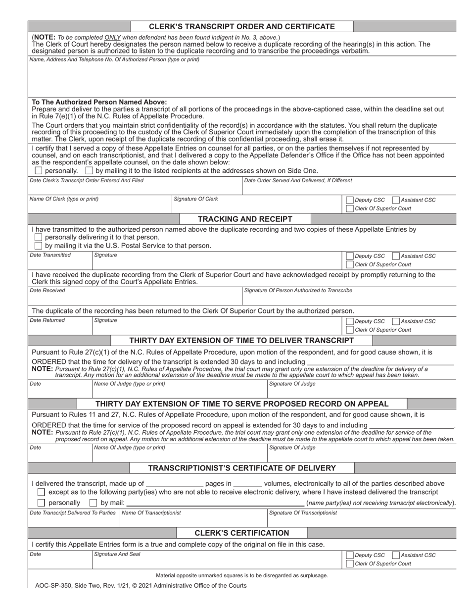 Form AOC-SP-350 Download Fillable PDF or Fill Online Appellate Entries ...