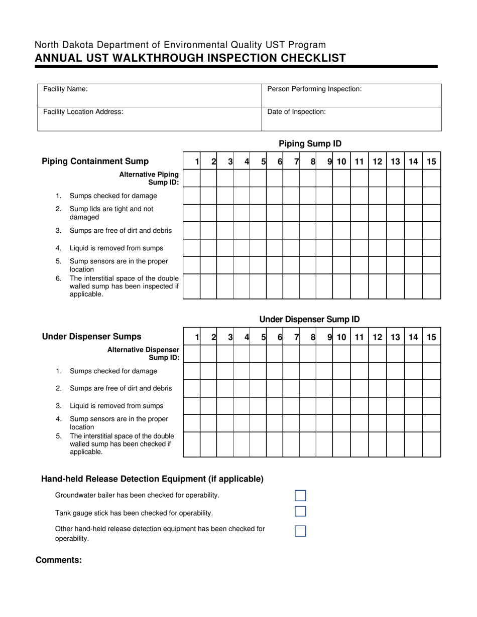 Annual Ust Walkthrough Inspection Checklist - North Dakota, Page 2