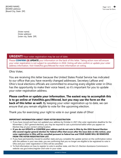 Form 10-S-1 Confirmation Notice - Ohio