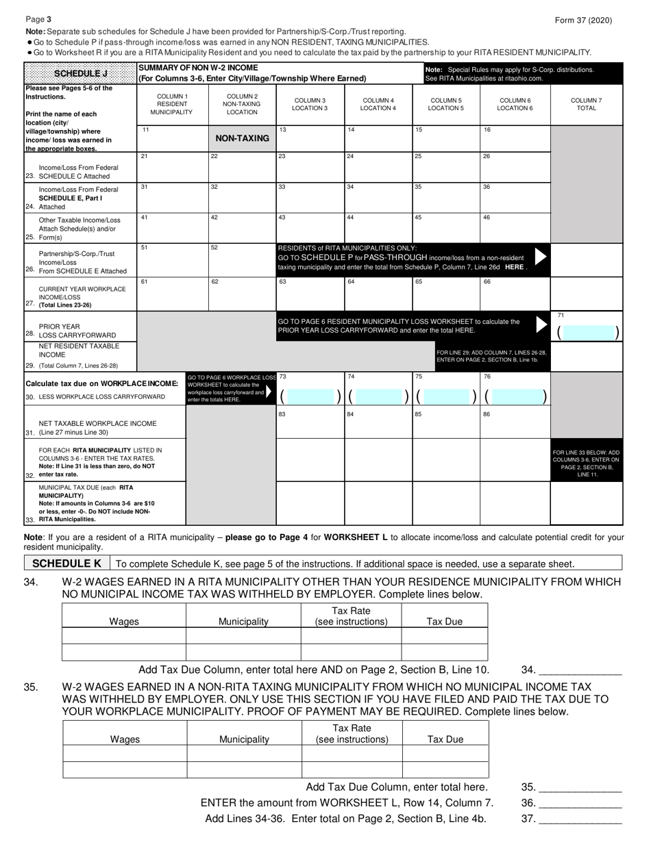 Form 37 2020 Fill Out, Sign Online and Download Fillable PDF, Ohio