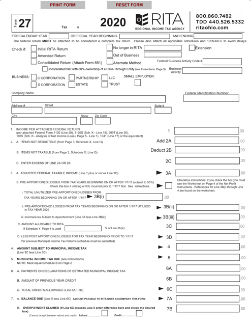 Form 27 2020 Printable Pdf