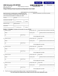 Form 150-101-195 Schedule OR-WFHDC &quot;Oregon Working Family Household and Dependent Care Credit&quot; - Oregon, 2020
