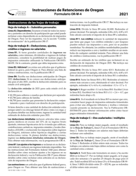Instrucciones para Formulario OR-W-4, 150-101-402-5 Retenciones De Oregon - Oregon (Spanish), Page 4