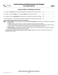 Instrucciones para Formulario OR-W-4, 150-101-402-5 Retenciones De Oregon - Oregon (Spanish), Page 6
