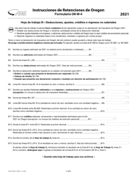 Instrucciones para Formulario OR-W-4, 150-101-402-5 Retenciones De Oregon - Oregon (Spanish), Page 7