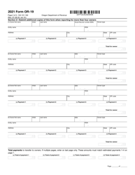 Form OR-19 (150-101-182) Annual Report of Nonresident Owner Tax Payments - Oregon, Page 2