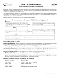 Document preview: Instructions for Form OR-10, 150-101-031 Underpayment of Oregon Estimated Tax - Oregon