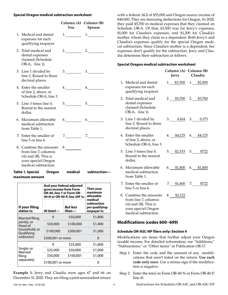 Instructions for Form 150-101-063, 150-101-064 Schedule OR-ASC, OR-ASC-NP - Oregon, Page 4
