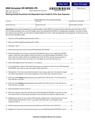 Form 150-101-197 Schedule OR-WFHDC-PR Working Family Household and Dependent Care Credit for Prior Year Expenses - Oregon
