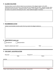 Americans With Disabilities Act (Ada) Oregon Judicial Department Noncompliance or Discrimination Complaint Form - Oregon, Page 2