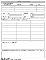 AFRL Form 5 Laboratory Safety Permit Form, Page 2