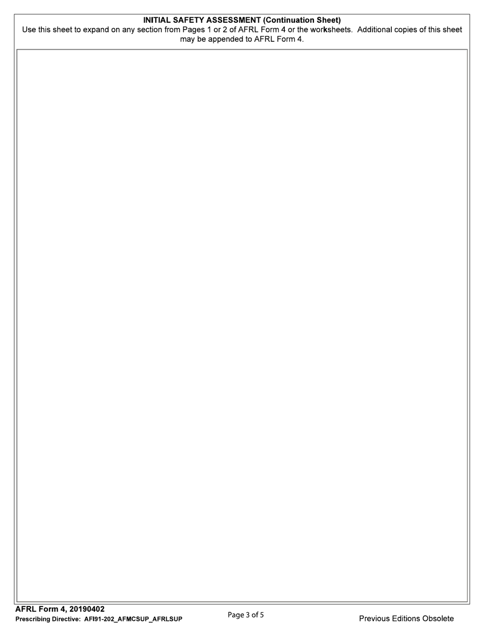 AFRL Form 4 Initial Safety Assessment, Page 3