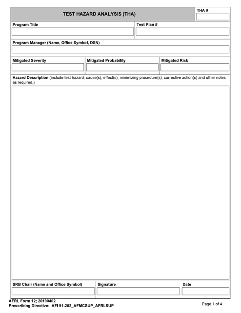 AFRL Form 12  Printable Pdf