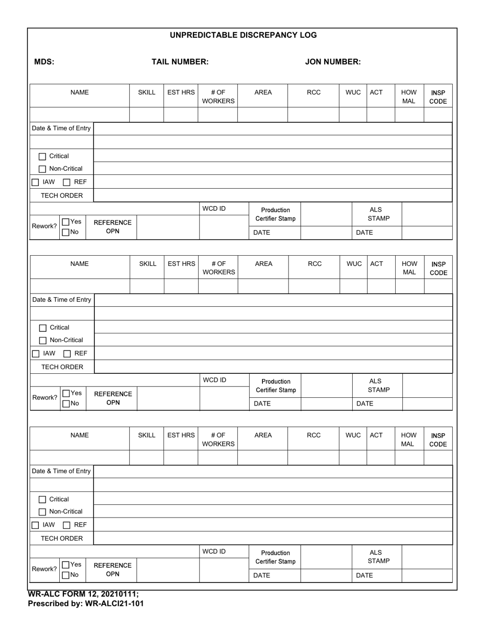 WR-ALC Form 12 - Fill Out, Sign Online and Download Fillable PDF ...