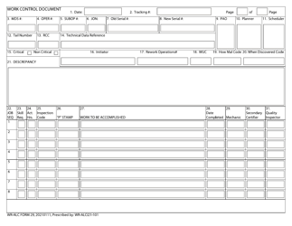 Document preview: WR-ALC Form 29 Work Control Document