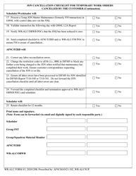 WR-ALC Form 43 Jon Cancellation Checklist for Temporary Work Orders Cancelled by the Customer, Page 2