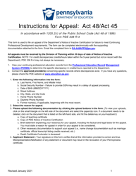 Form PDE338 R-4 Request for Appeal: Act 48/Act 45 - Pennsylvania