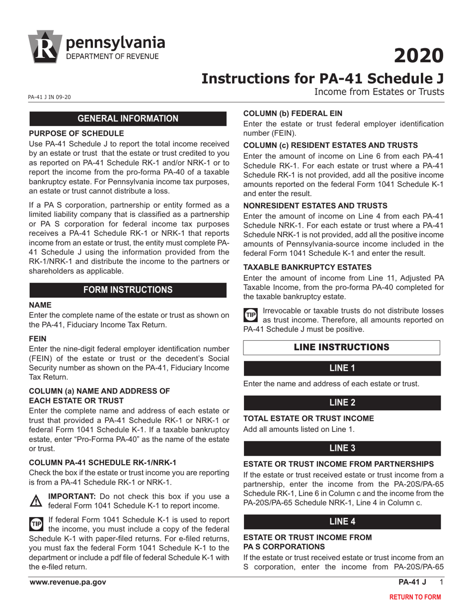 Form PA-41 Schedule J Income From Estates or Trusts - Pennsylvania, Page 3